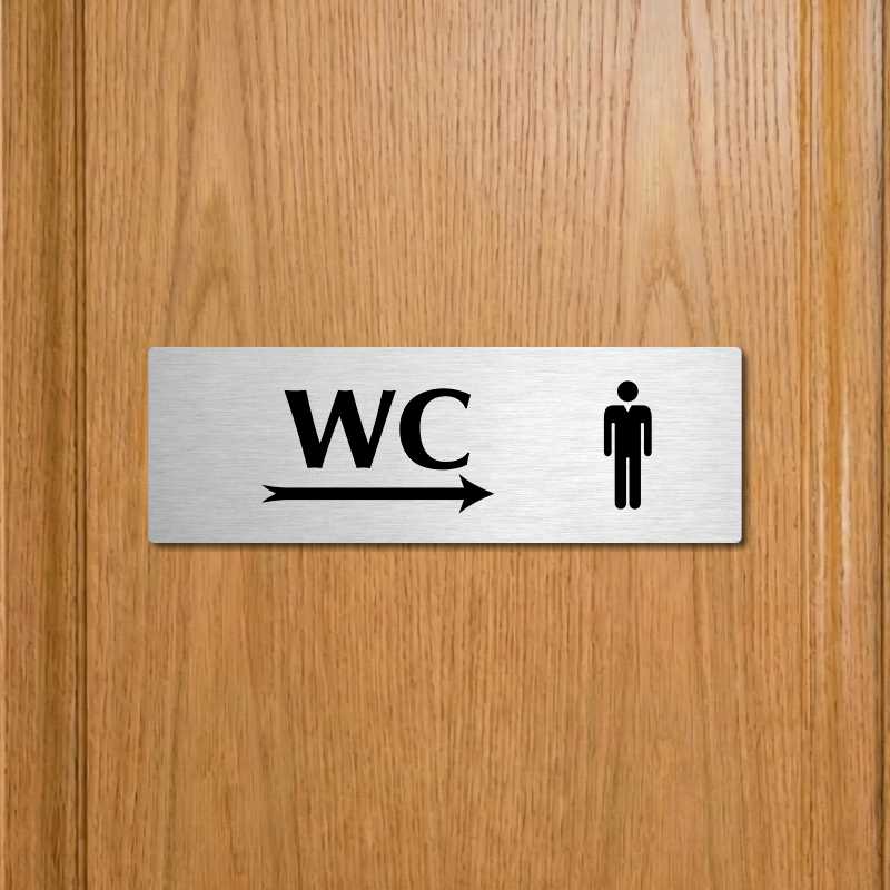 WC muži vpravo, 240x79mm, stříbrná popiska s okrasným rámečkem  